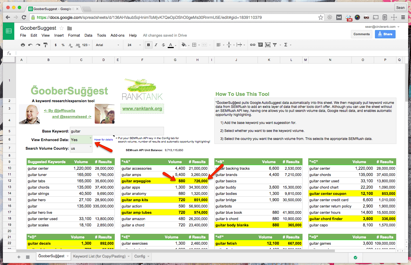 GooberSuggest keyword opportunity highlighting