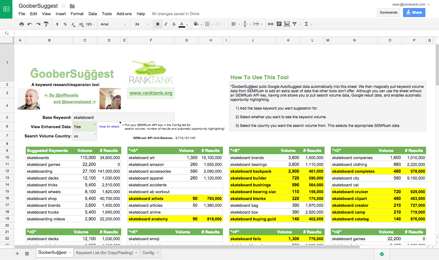 Keyword research and expansion tool